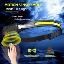 Lampe frontale à capteur LED, Rechargeable, torche frontale, batterie intégrée, 5 Modes d'éclairage,